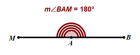 Angle with a measure of exactly one eighty degrees